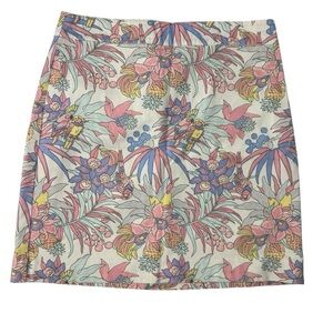 Talbots Pastel Tropical Parrot Print A-line mini skirt. Size 6